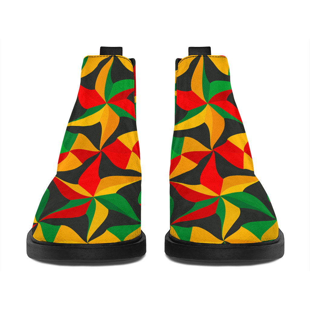 Abstract Reggae Pattern Print Flat Ankle Boots