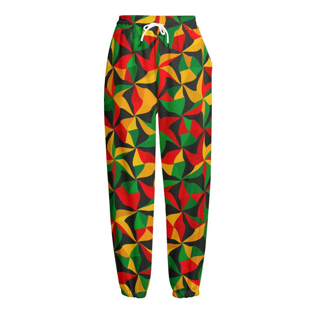 Abstract Reggae Pattern Print Fleece Lined Knit Pants