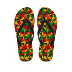 Abstract Reggae Pattern Print Flip Flops
