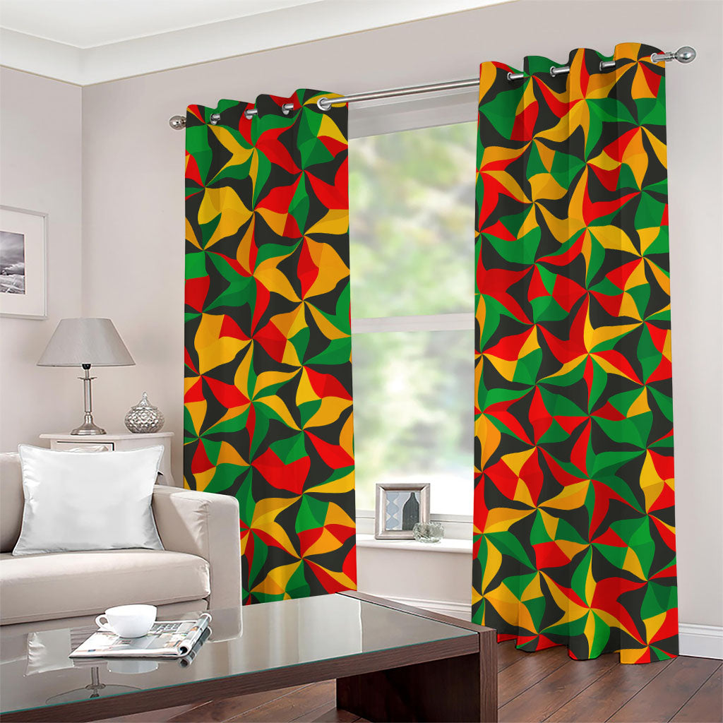 Abstract Reggae Pattern Print Grommet Curtains