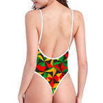 Abstract Reggae Pattern Print High Cut One Piece Swimsuit
