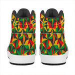 Abstract Reggae Pattern Print High Top Leather Sneakers