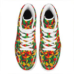 Abstract Reggae Pattern Print High Top Leather Sneakers