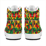 Abstract Reggae Pattern Print High Top Leather Sneakers