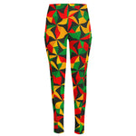 Abstract Reggae Pattern Print High-Waisted Pocket Leggings