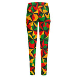 Abstract Reggae Pattern Print High-Waisted Pocket Leggings