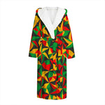 Abstract Reggae Pattern Print Hooded Bathrobe