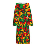 Abstract Reggae Pattern Print Hooded Bathrobe