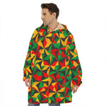 Abstract Reggae Pattern Print Hoodie Blanket