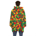 Abstract Reggae Pattern Print Hoodie Blanket
