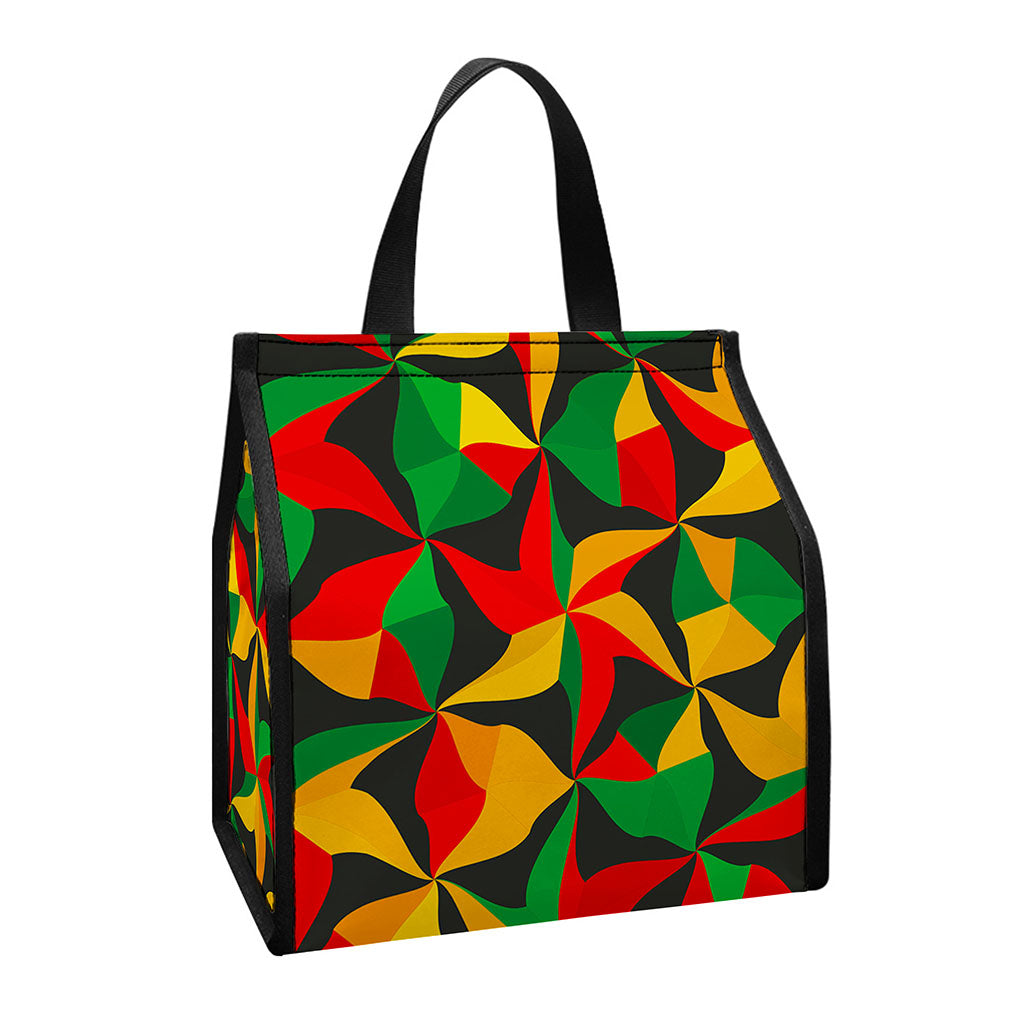 Abstract Reggae Pattern Print Insulated Lunch Tote