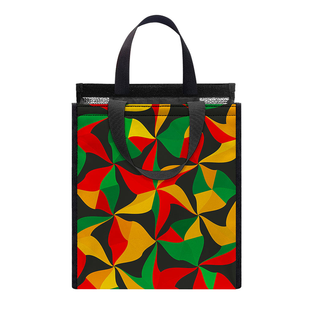 Abstract Reggae Pattern Print Insulated Lunch Tote