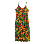 Abstract Reggae Pattern Print Jersey Midi Cami Dress