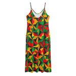 Abstract Reggae Pattern Print Jersey Midi Cami Dress