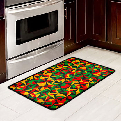 Abstract Reggae Pattern Print Kitchen Mat