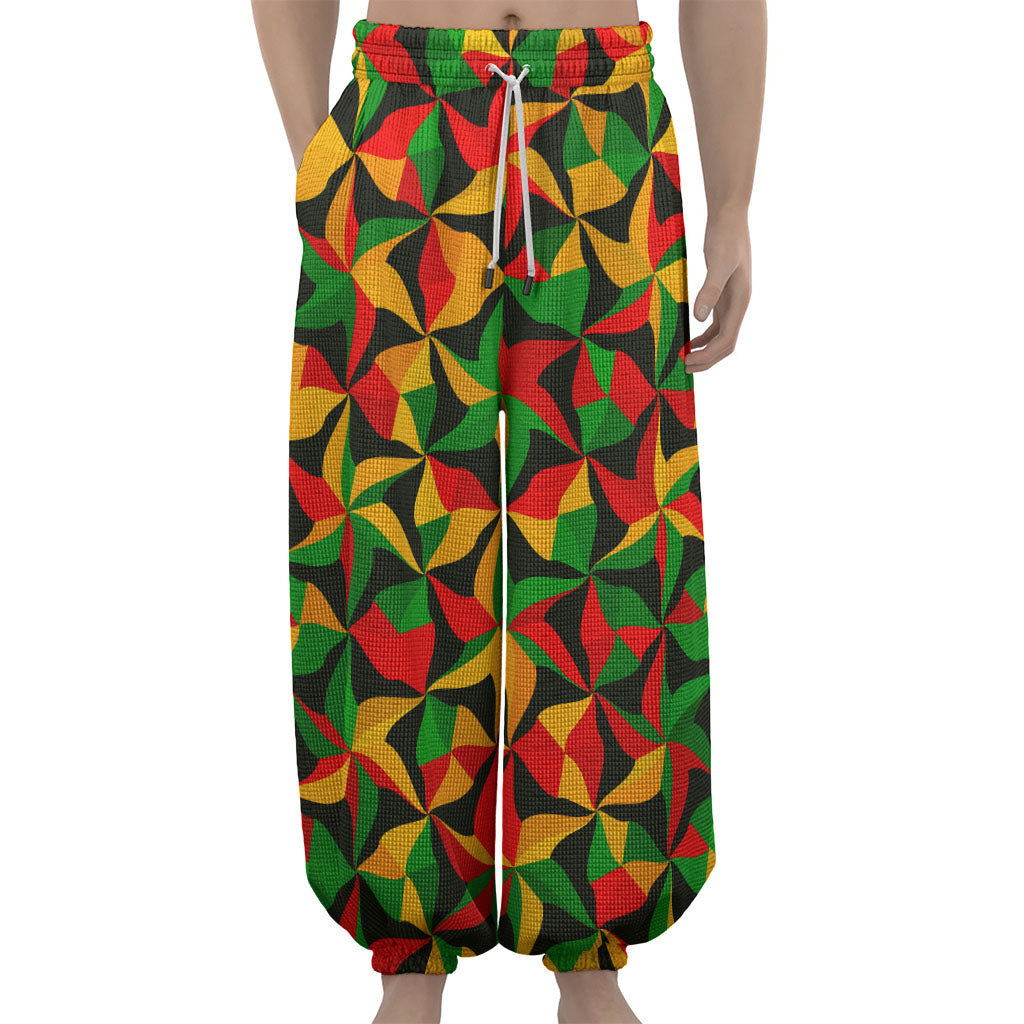 Abstract Reggae Pattern Print Lantern Pants
