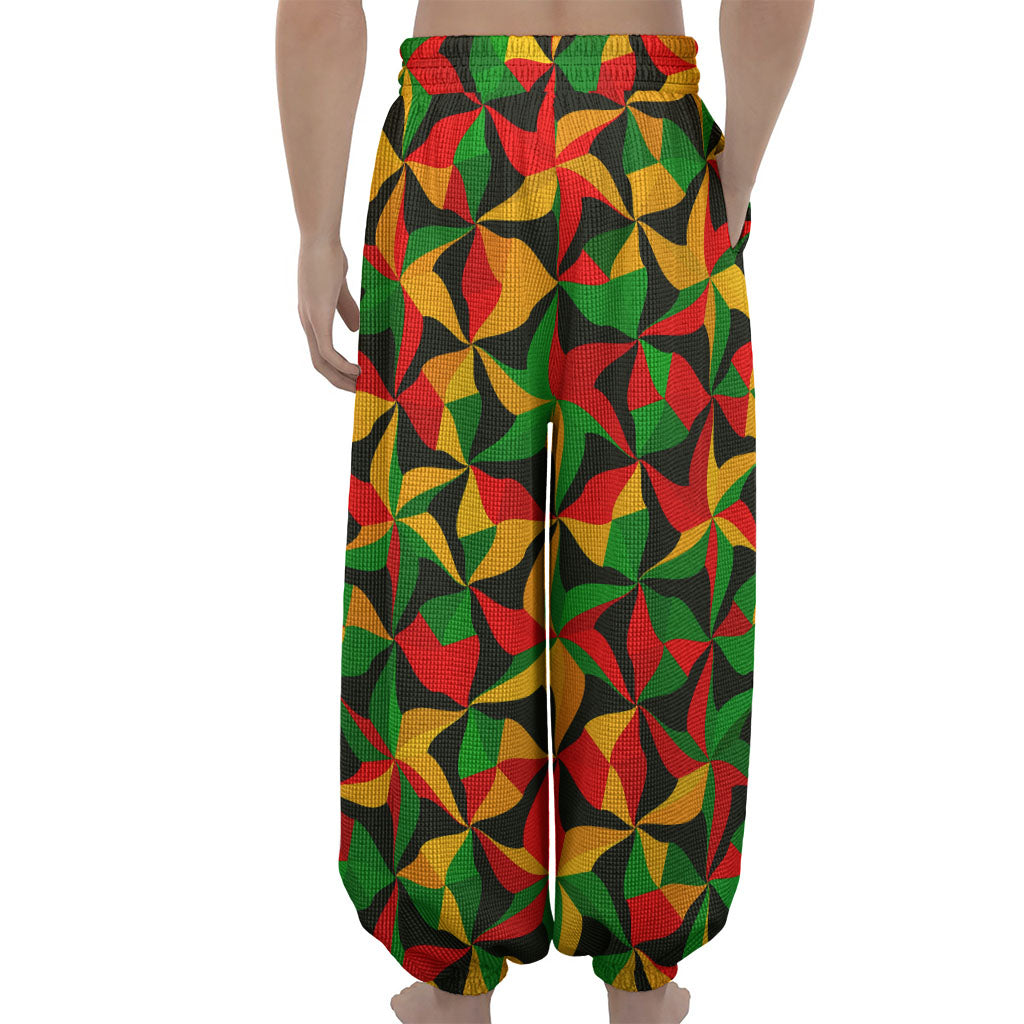 Abstract Reggae Pattern Print Lantern Pants