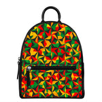 Abstract Reggae Pattern Print Leather Backpack