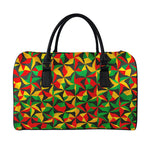 Abstract Reggae Pattern Print Leather Duffle Bag