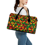Abstract Reggae Pattern Print Leather Duffle Bag