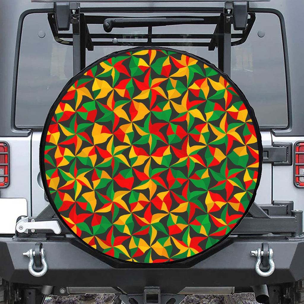 Abstract Reggae Pattern Print Leather Spare Tire Cover