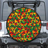 Abstract Reggae Pattern Print Leather Spare Tire Cover