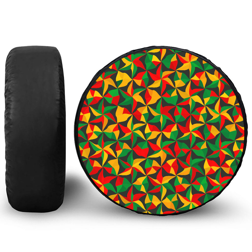 Abstract Reggae Pattern Print Leather Spare Tire Cover