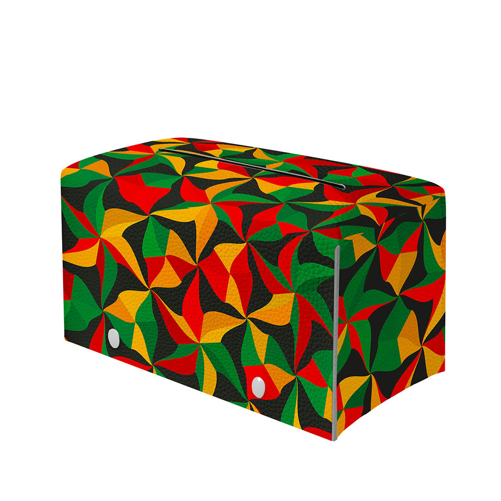 Abstract Reggae Pattern Print Leather Tissue Box Cover