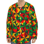Abstract Reggae Pattern Print Long Sleeve Baseball Jersey