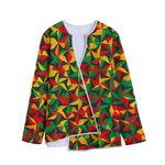Abstract Reggae Pattern Print Long Sleeve Short Coat