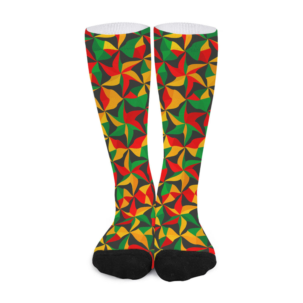 Abstract Reggae Pattern Print Long Socks