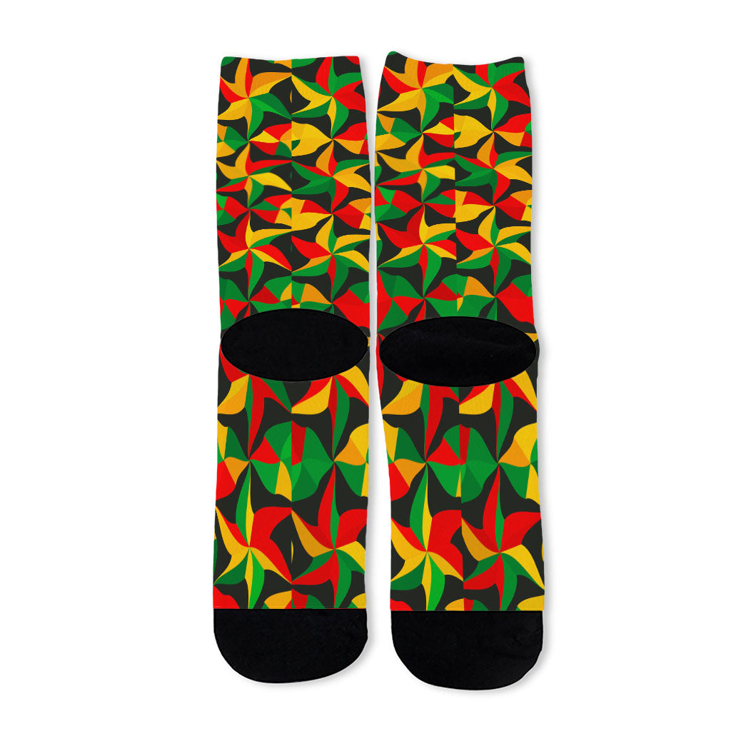 Abstract Reggae Pattern Print Long Socks