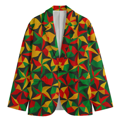 Abstract Reggae Pattern Print Men's Cotton Blazer