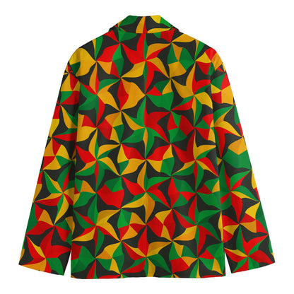 Abstract Reggae Pattern Print Men's Cotton Blazer