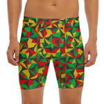 Abstract Reggae Pattern Print Men's Long Boxer Briefs