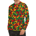 Abstract Reggae Pattern Print Men's Long Sleeve Rash Guard