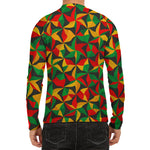 Abstract Reggae Pattern Print Men's Long Sleeve Rash Guard
