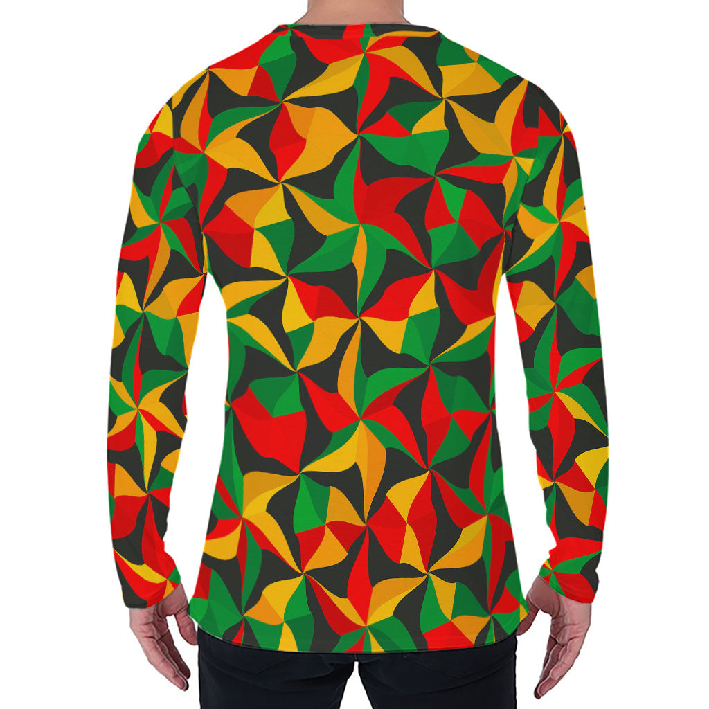 Abstract Reggae Pattern Print Men's Long Sleeve T-Shirt