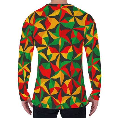 Abstract Reggae Pattern Print Men's Long Sleeve T-Shirt