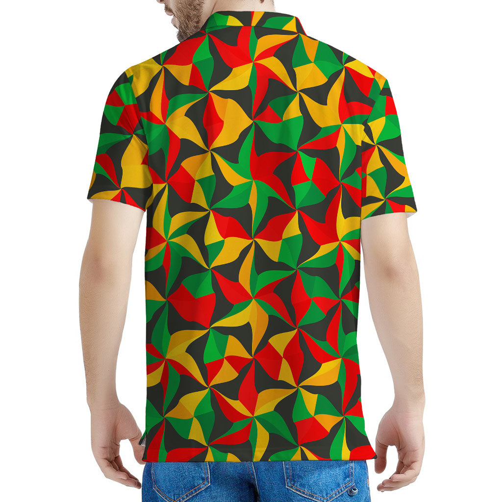 Abstract Reggae Pattern Print Men's Polo Shirt