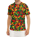 Abstract Reggae Pattern Print Men's Short Sleeve Rash Guard