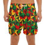 Abstract Reggae Pattern Print Men's Split Running Shorts