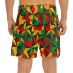 Abstract Reggae Pattern Print Men's Split Running Shorts