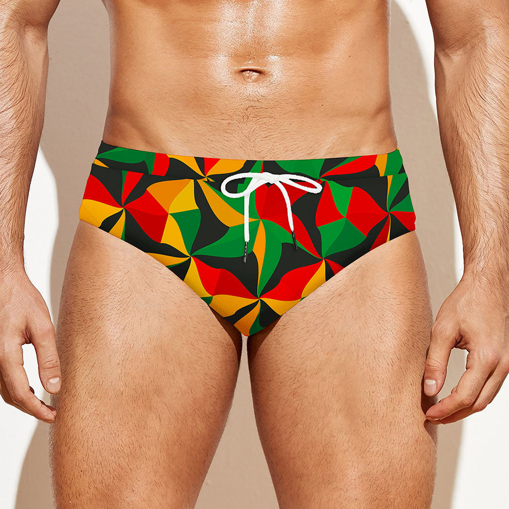 Abstract Reggae Pattern Print Men's Swim Briefs