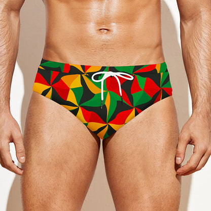 Abstract Reggae Pattern Print Men's Swim Briefs
