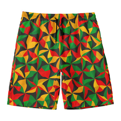 Abstract Reggae Pattern Print Men's Swim Trunks