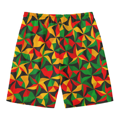 Abstract Reggae Pattern Print Men's Swim Trunks