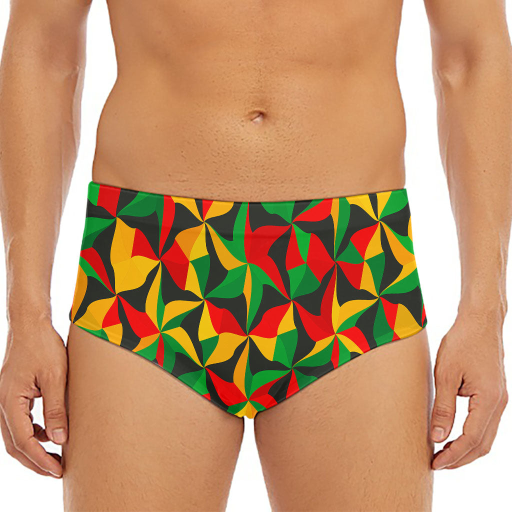 Abstract Reggae Pattern Print Men's Triangle Swim Briefs