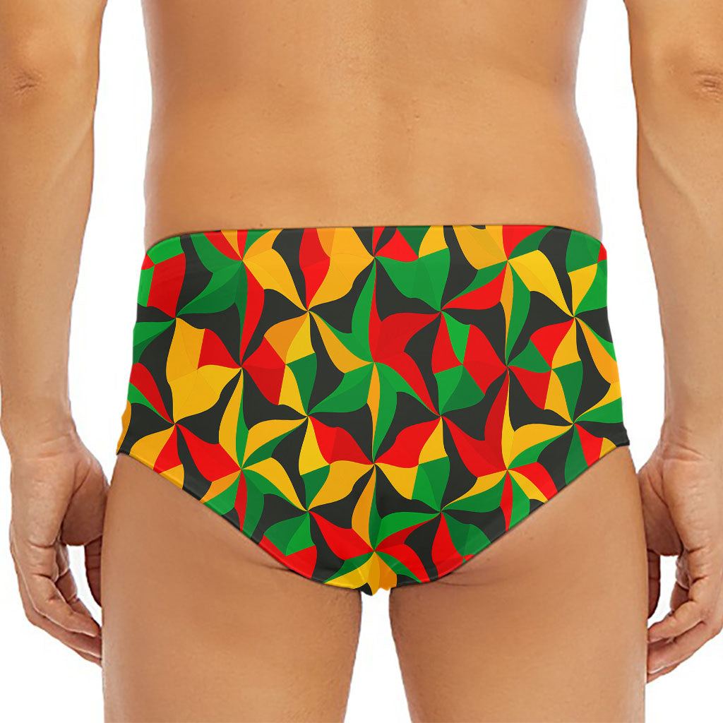 Abstract Reggae Pattern Print Men's Triangle Swim Briefs