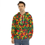 Abstract Reggae Pattern Print Men's Velvet Pullover Hoodie